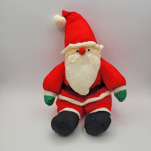 Vintage Department 56 Santa Clause Nylon Plush Stuffed Animal Christmas Decor - Picture 1 of 9